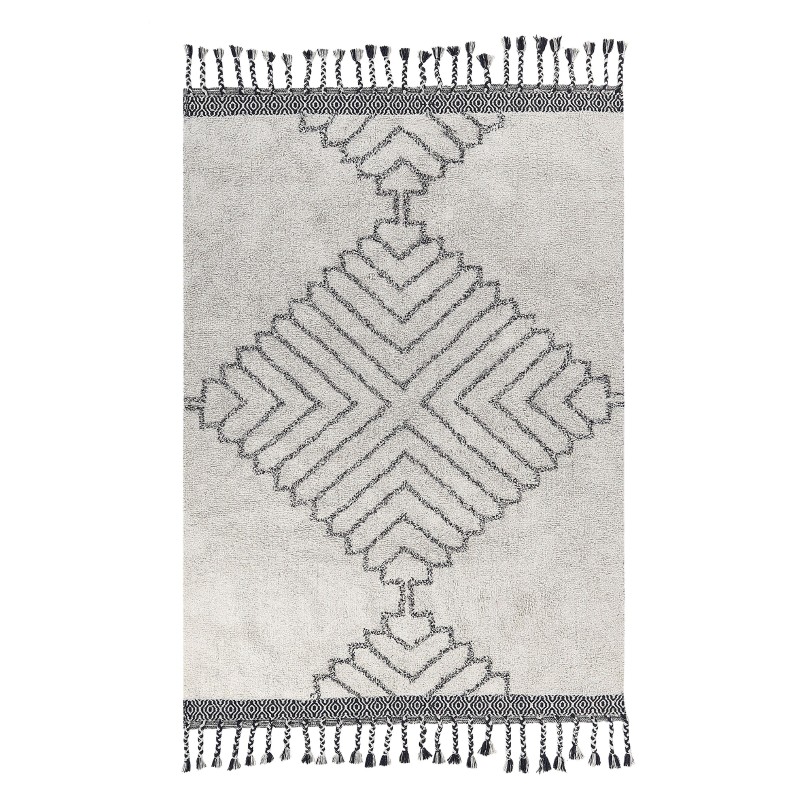 Dywan bawełniany 140 x 200 cm biało-czarny ERAY