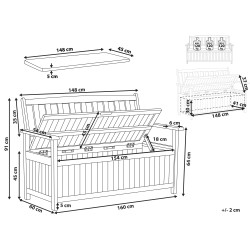 Ławka ogrodowa z poduchą SOVANA 160 cm ze schowkiem Drewno akacjowe Czerwony