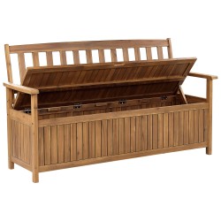 Ławka ogrodowa z poduchą SOVANA 160 cm ze schowkiem Drewno akacjowe Czerwony