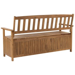 Ławka ogrodowa z poduchą SOVANA 160 cm ze schowkiem Drewno akacjowe Czerwony