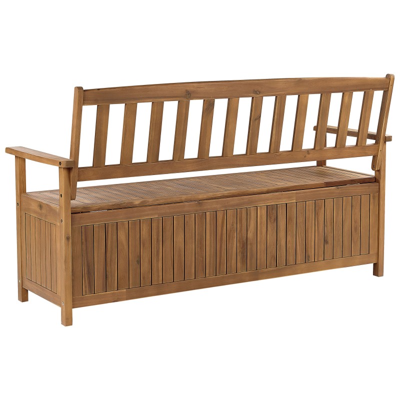 Ławka ogrodowa z poduchą SOVANA 160 cm ze schowkiem Drewno akacjowe Czerwony