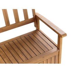 Ławka ogrodowa z poduchą SOVANA 160 cm ze schowkiem Drewno akacjowe Czerwony