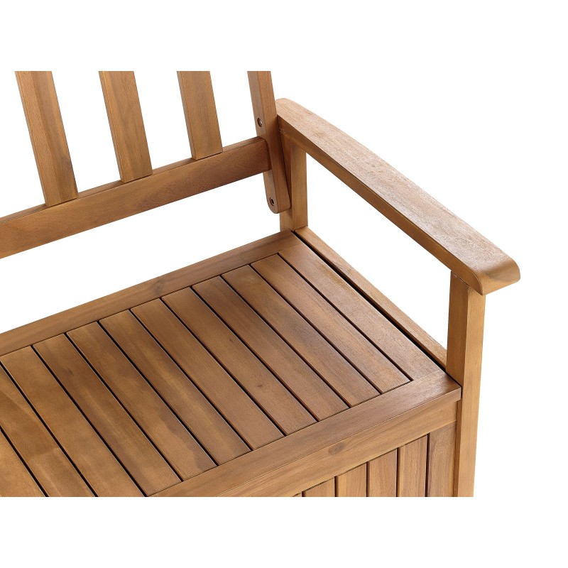 Ławka ogrodowa z poduchą SOVANA 160 cm ze schowkiem Drewno akacjowe Czerwony