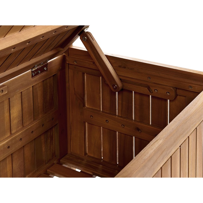 Ławka ogrodowa z poduchą SOVANA 160 cm ze schowkiem Drewno akacjowe Czerwony