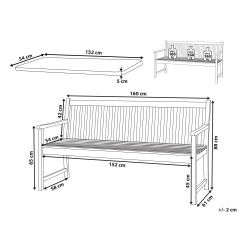 Ławka ogrodowa z poduchą VIVARA 160 cm Certyfikowane drewno akacjowe Granatowy