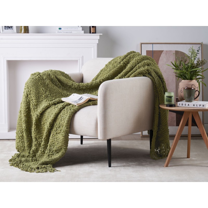 Koc VELLA Bawełna 150 x 200 cm Oliwkowy