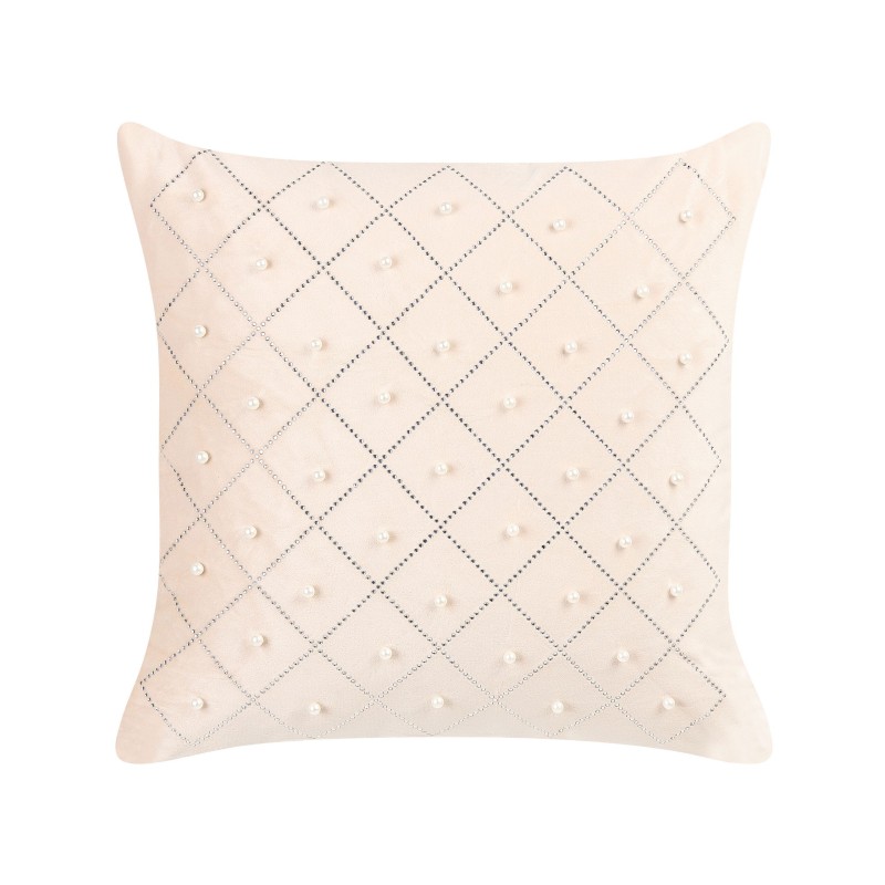 Zestaw 2 poduszek dekoracyjnych YARROW Welur 45 x 45 cm Beżowy Wzór geometryczny