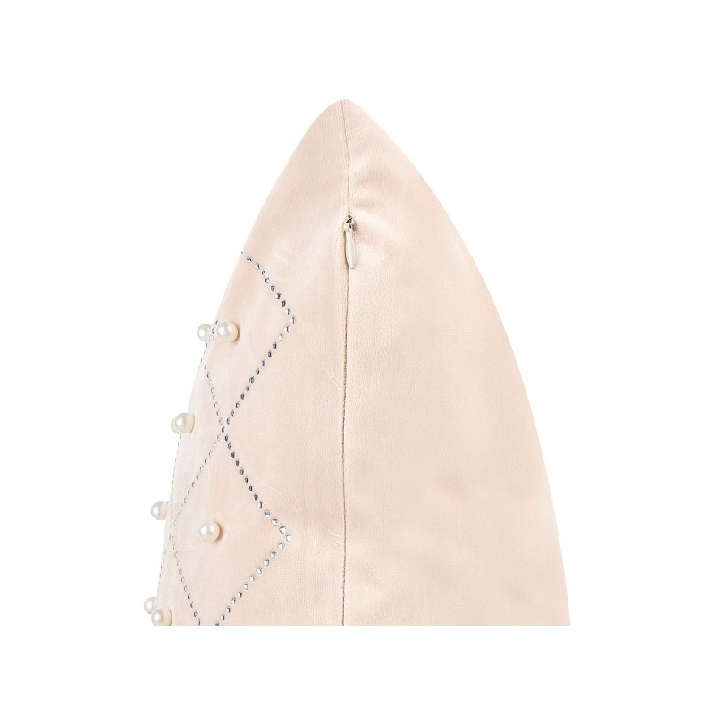 Zestaw 2 poduszek dekoracyjnych YARROW Welur 45 x 45 cm Beżowy Wzór geometryczny