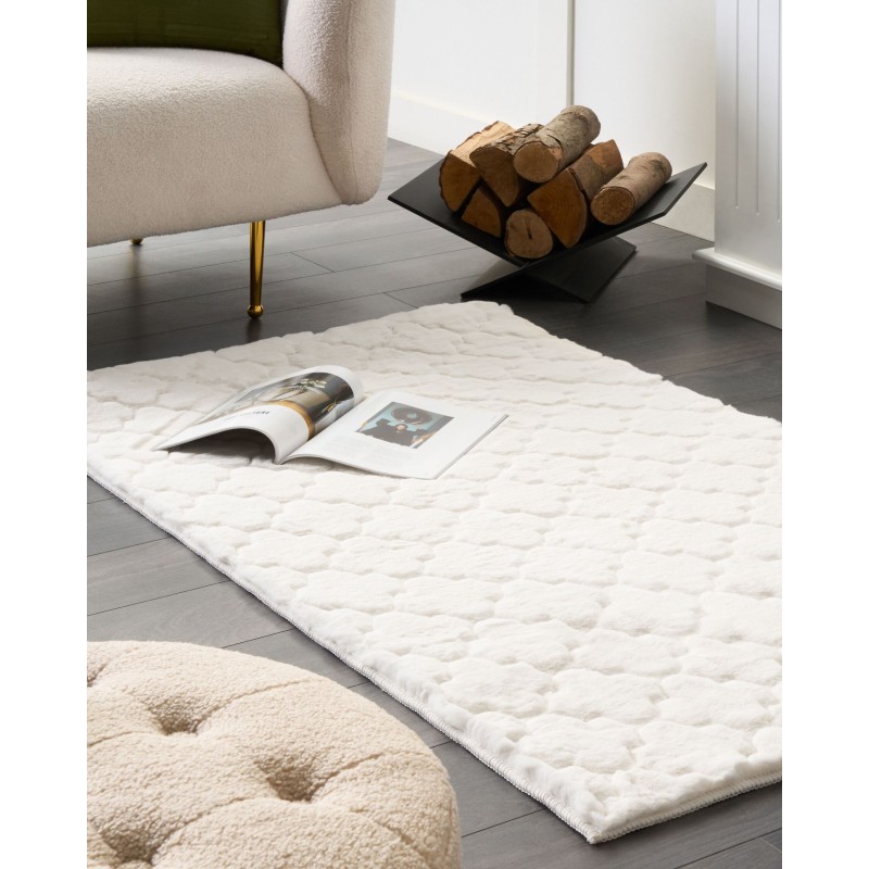 Dywan sztuczne futro królika 80 x 150 cm biały GHARO