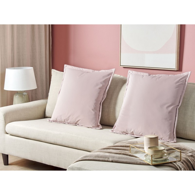 Zestaw 2 poduszek dekoracyjnych EUSTOMA Welur 60 x 60 cm Różowy Jednolity