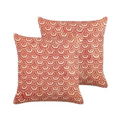 Zestaw 2 poduszek dekoracyjnych RHUS Bawełna 45 x 45 cm Czerwony Wzór geometryczny