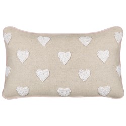 2 bawełniane poduszki dekoracyjne w serca 30 x 50 cm beżowe GAZANIA