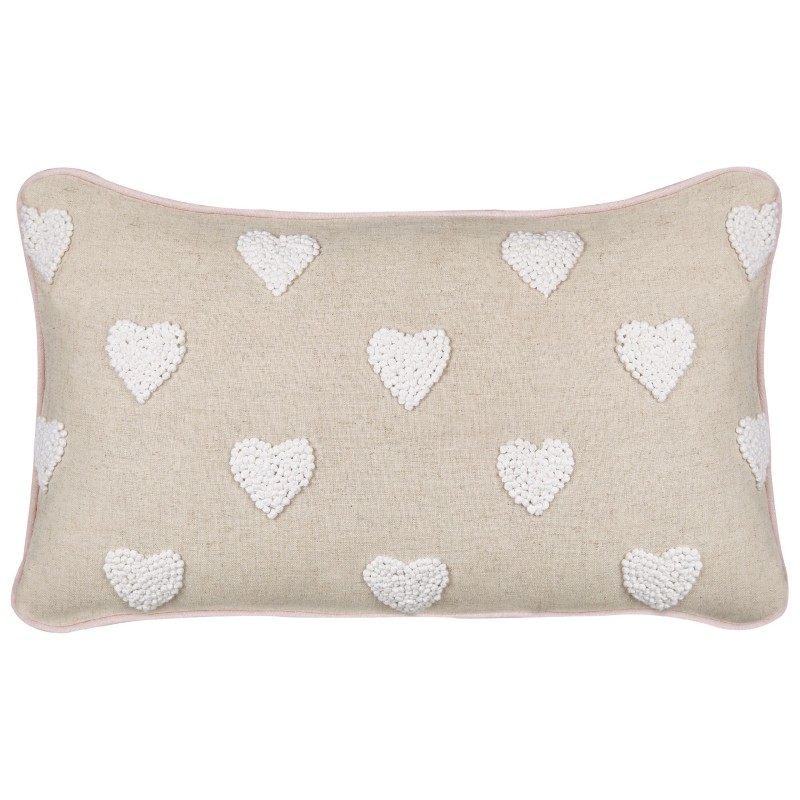 2 bawełniane poduszki dekoracyjne w serca 30 x 50 cm beżowe GAZANIA