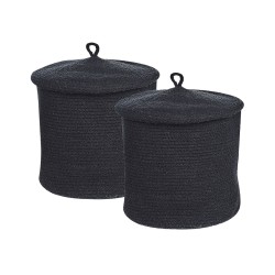 Zestaw 2 koszy SILOPI Bawełna Czarny
