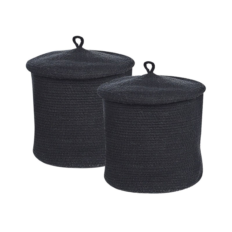 Zestaw 2 koszy SILOPI Bawełna Czarny