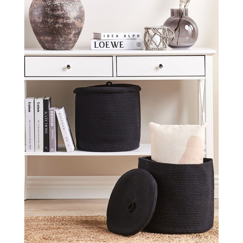 Zestaw 2 koszy SILOPI Bawełna Czarny