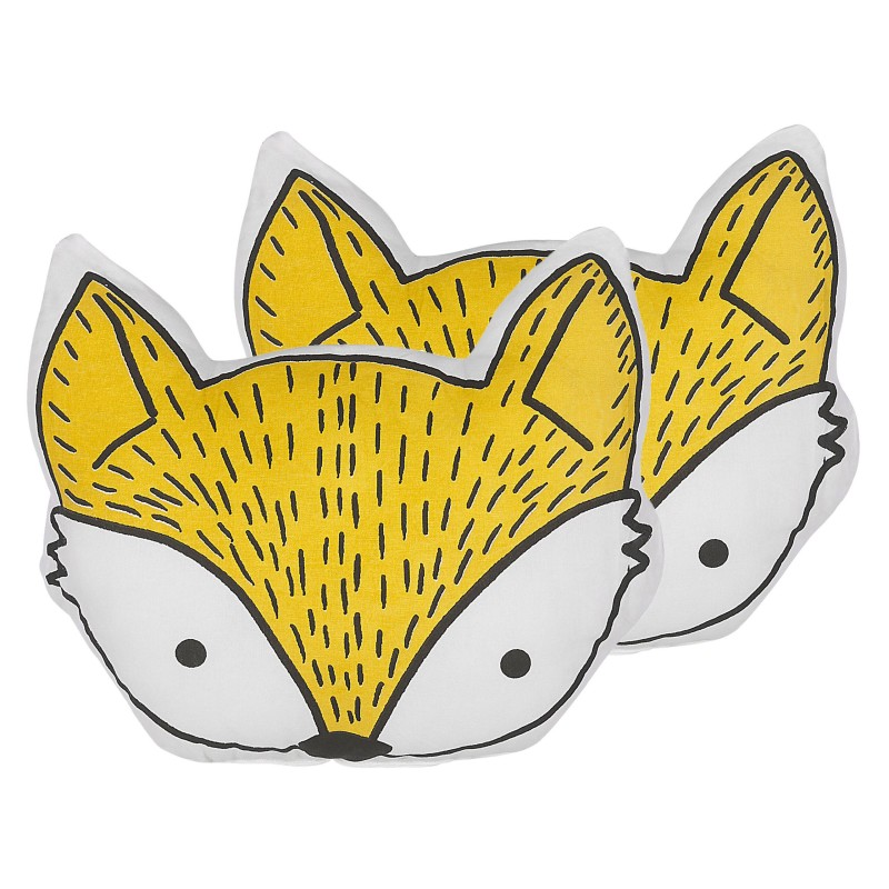 2 bawełniane poduszki dla dzieci lis 50 x 40 cm żółte VADODARA