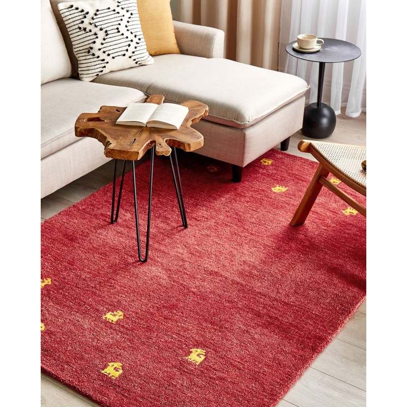 Dywan wełniany gabbeh 140 x 200 cm czerwony YARALI