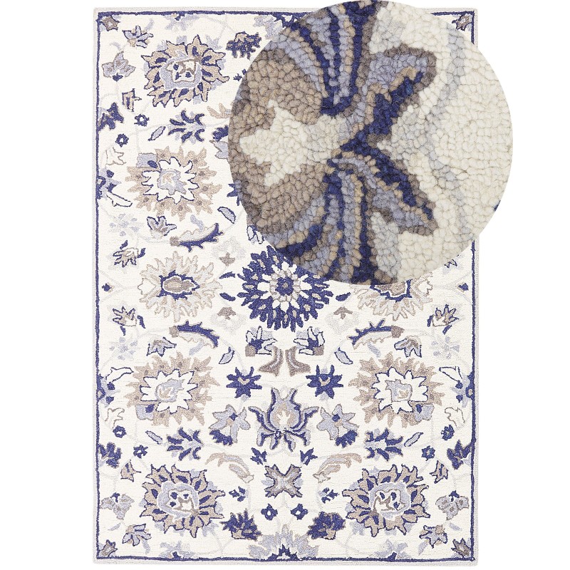 Dywan wełniany 160 x 230 cm beżowo-niebieski KUMRU