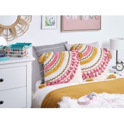 2 bawełniane poduszki dekoracyjne tuftowane z frędzlami 45 x 45 cm wielokolorowe JAMMU