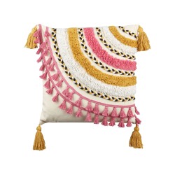 2 bawełniane poduszki dekoracyjne tuftowane z frędzlami 45 x 45 cm wielokolorowe JAMMU