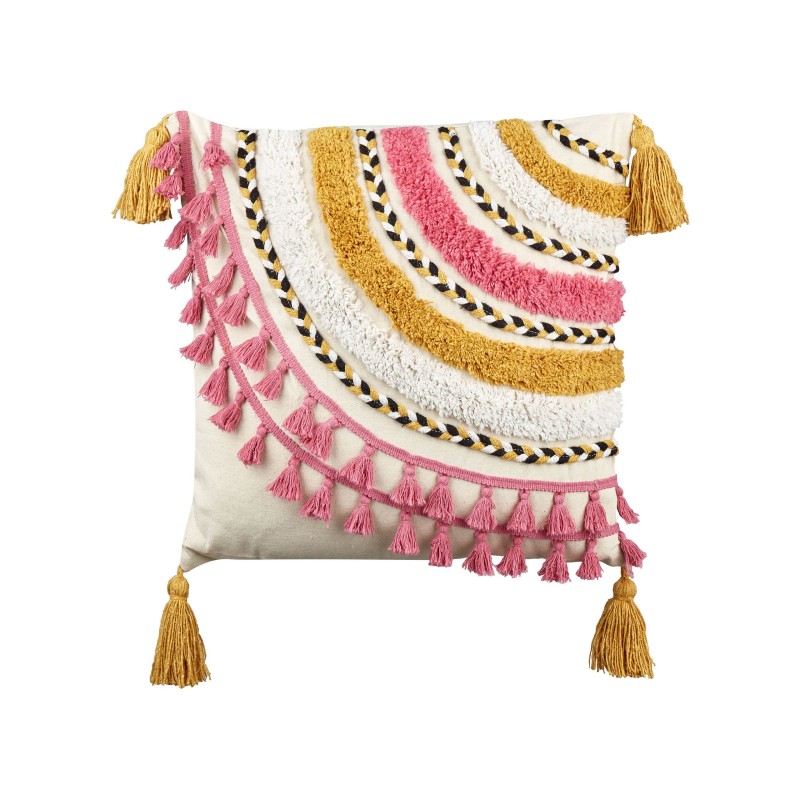 2 bawełniane poduszki dekoracyjne tuftowane z frędzlami 45 x 45 cm wielokolorowe JAMMU