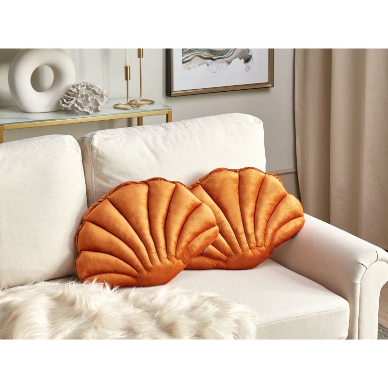 Zestaw 2 poduszek dekoracyjnych CONSOLIDA Welur 47 x 35 cm Pomarańczowy Jednolity