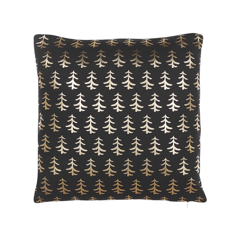 Zestaw 2 poduszek dekoracyjnych LEROY Bawełna 45 x 45 cm Czarny Wzór świąteczny