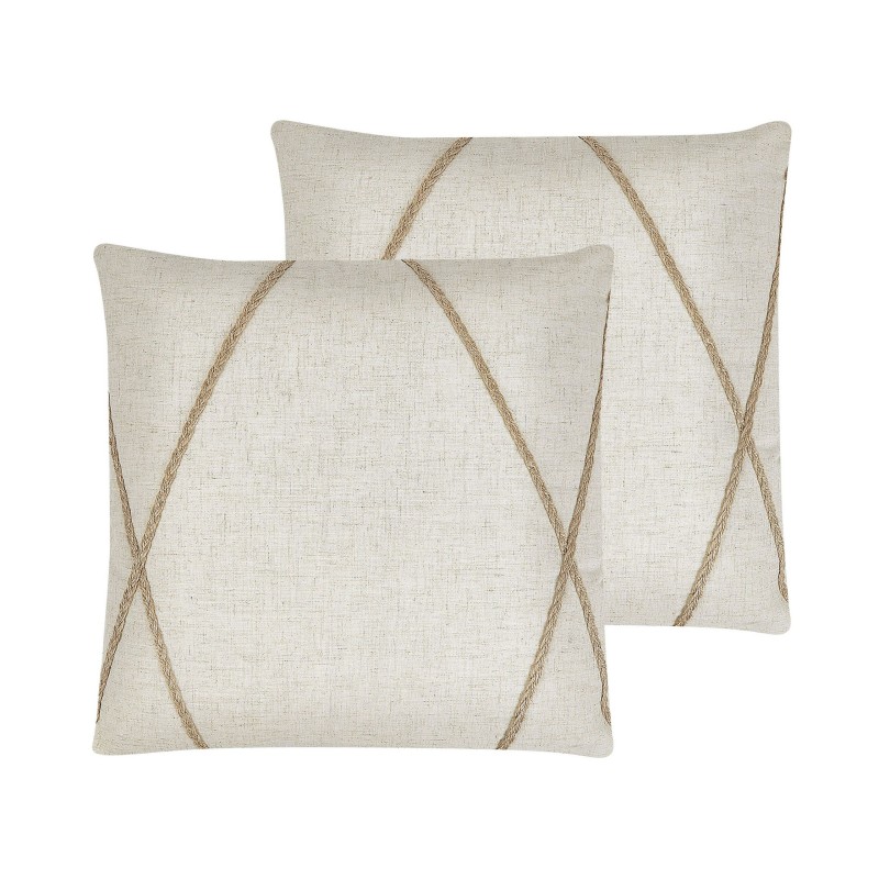 Zestaw 2 poduszek dekoracyjnych LICUALA 45 x 45 cm Beżowy Wzór geometryczny