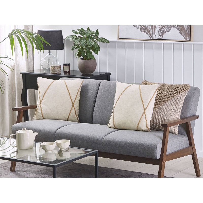 Zestaw 2 poduszek dekoracyjnych LICUALA 45 x 45 cm Beżowy Wzór geometryczny