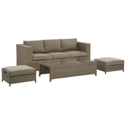 Zestaw ogrodowy ze stolikiem dla 5 osób BELLUNO Technorattan Brązowy