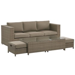 Zestaw ogrodowy ze stolikiem dla 5 osób BELLUNO Technorattan Brązowy