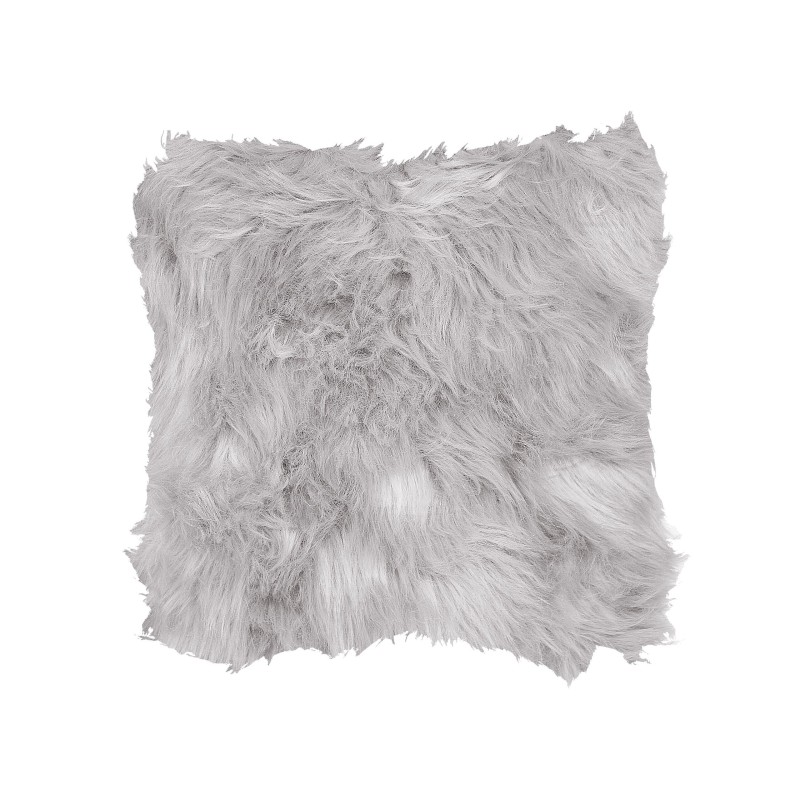 Zestaw 2 poduszek dekoracyjnych LUBHA Sztuczne futro 42 x 42 cm Jasnoszary Jednolity