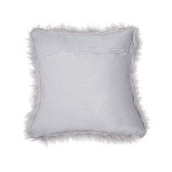 Zestaw 2 poduszek dekoracyjnych LUBHA Sztuczne futro 42 x 42 cm Jasnoszary Jednolity