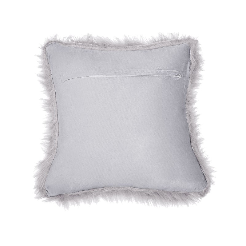 Zestaw 2 poduszek dekoracyjnych LUBHA Sztuczne futro 42 x 42 cm Jasnoszary Jednolity