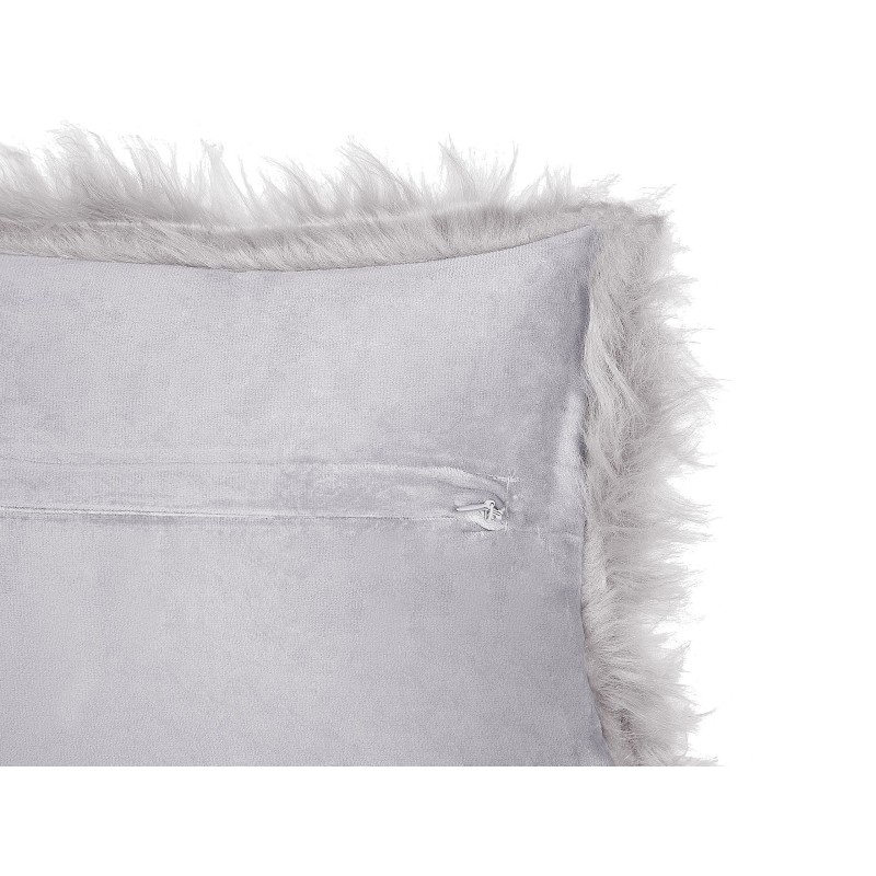 Zestaw 2 poduszek dekoracyjnych LUBHA Sztuczne futro 42 x 42 cm Jasnoszary Jednolity