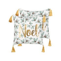 Zestaw 2 poduszek dekoracyjnych ZAMIA Bawełna 45 x 45 cm Biały Wzór świąteczny