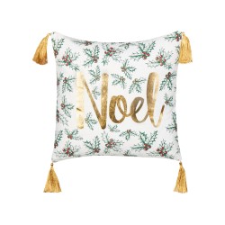 Zestaw 2 poduszek dekoracyjnych ZAMIA Bawełna 45 x 45 cm Biały Wzór świąteczny