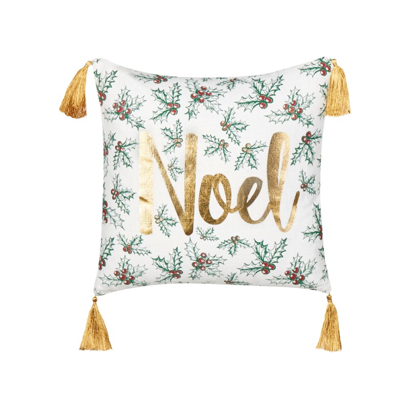 Zestaw 2 poduszek dekoracyjnych ZAMIA Bawełna 45 x 45 cm Biały Wzór świąteczny