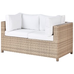 Zestaw ogrodowy ze stolikiem i otomaną dla 4 osób MILANO Technorattan Złamana biel