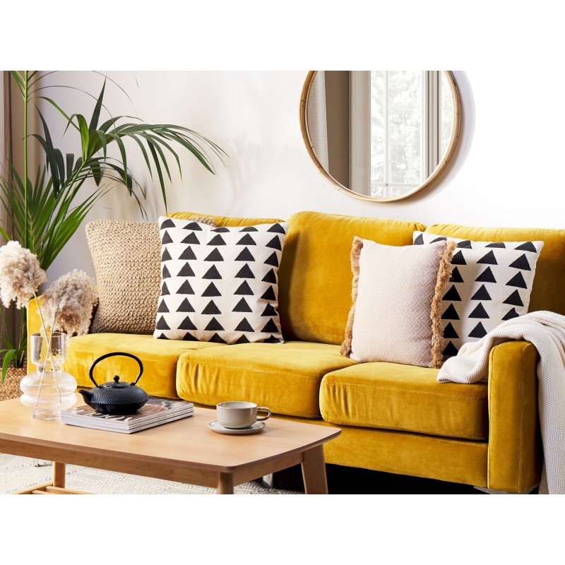 Poduszka dekoracyjna CERCIS Bawełna 45 x 45 cm Beżowy Wzór geometryczny