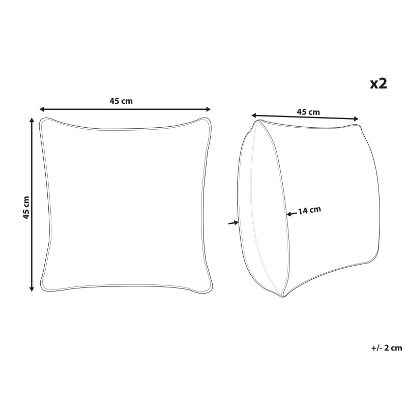 Zestaw 2 poduszek dekoracyjnych OXALIS 45 x 45 cm Beżowy Jednolity