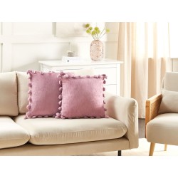 Zestaw 2 poduszek dekoracyjnych JASMINE 45 x 45 cm Różowy Jednolity