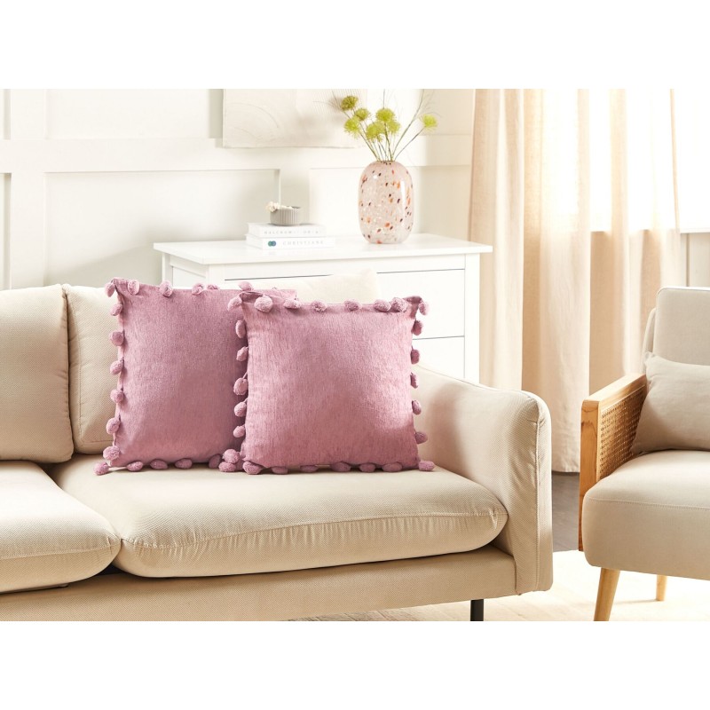 Zestaw 2 poduszek dekoracyjnych JASMINE 45 x 45 cm Różowy Jednolity