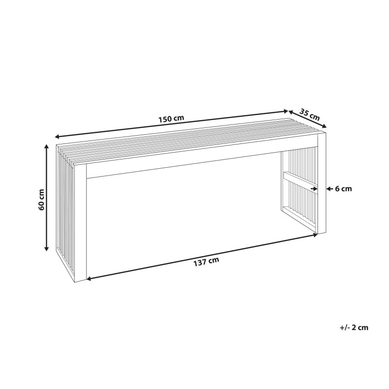 Stolik kawowy ogrodowy BELLANO 35 cm 150 cm Drewno akacjowe Brązowy
