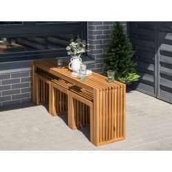 Stolik kawowy ogrodowy BELLANO 35 cm 150 cm Drewno akacjowe Brązowy