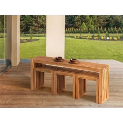 Stolik kawowy ogrodowy BELLANO 35 cm 150 cm Drewno akacjowe Brązowy