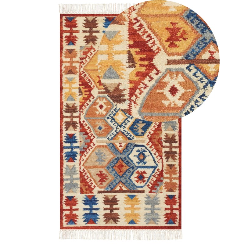 Dywan wełniany kilim 80 x 150 cm wielokolorowy VANASHEN