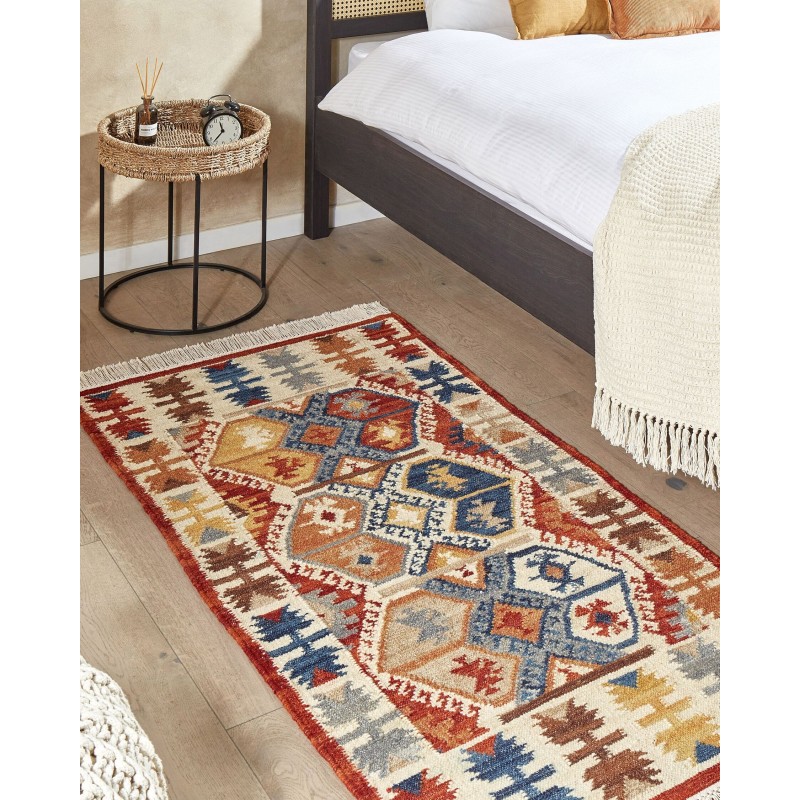 Dywan wełniany kilim 80 x 150 cm wielokolorowy VANASHEN