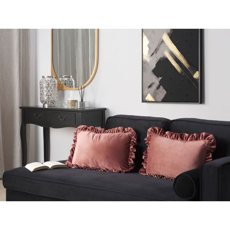 Zestaw 2 poduszek dekoracyjnych KALANCHOE Welur 30 x 50 cm Różowy Jednolity